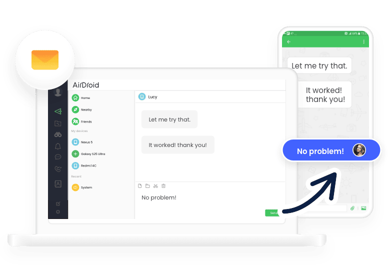 AirDroid Personal SMS management-remotely receive and reply text message 